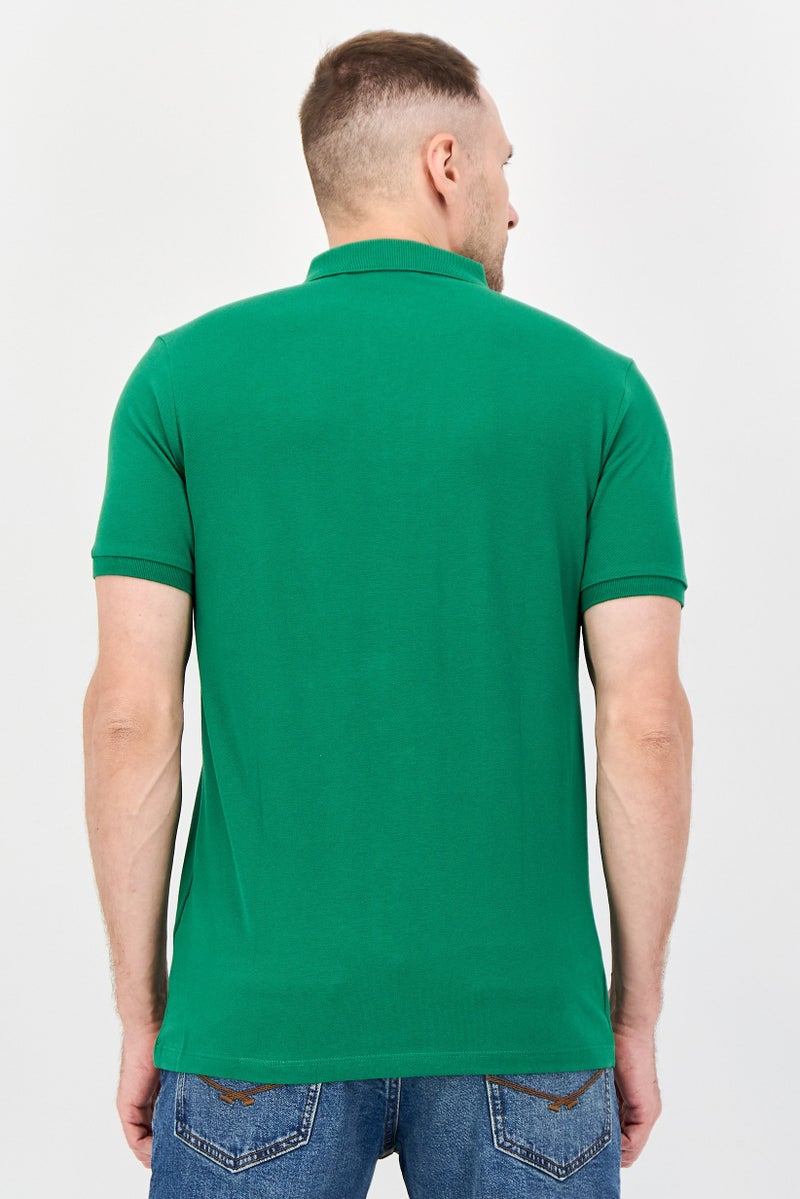 U.S. Polo Assn. Men Regular Fit Embroidered Logo Short Sleeve Polo Shirt, Green - Image 3